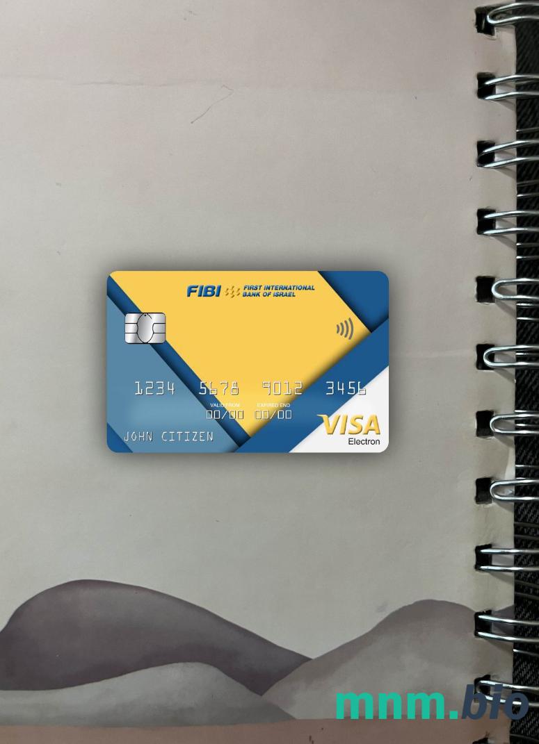 Israel First International bank visa karta elektronowa wygląd fotograficzny skan PSD + zdjęcie